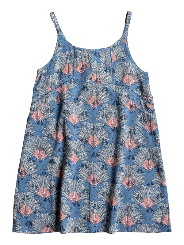 roxy, Girls 2-6 Welcome Dear Strappy Dress, CAPTAINS BLUE PEACOCK PALM (bme6) 0 Girls 2-6 Welcome Dear Strappy Dress ERLWD03019 Roxy