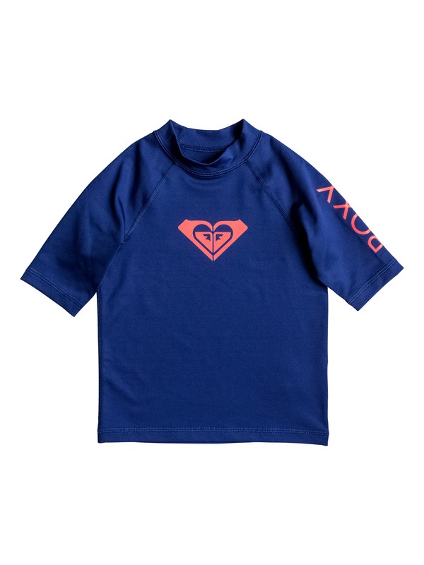 roxy, Girl's 2-6 Whole Hearted Short Sleeve UPF 50 Rashguard, BLUE DEPTHS (bta0) 0 Girl's 2-6 Whole Hearted Short Sleeve UPF 50 Rashguard Blue ERLWR03005 Roxy