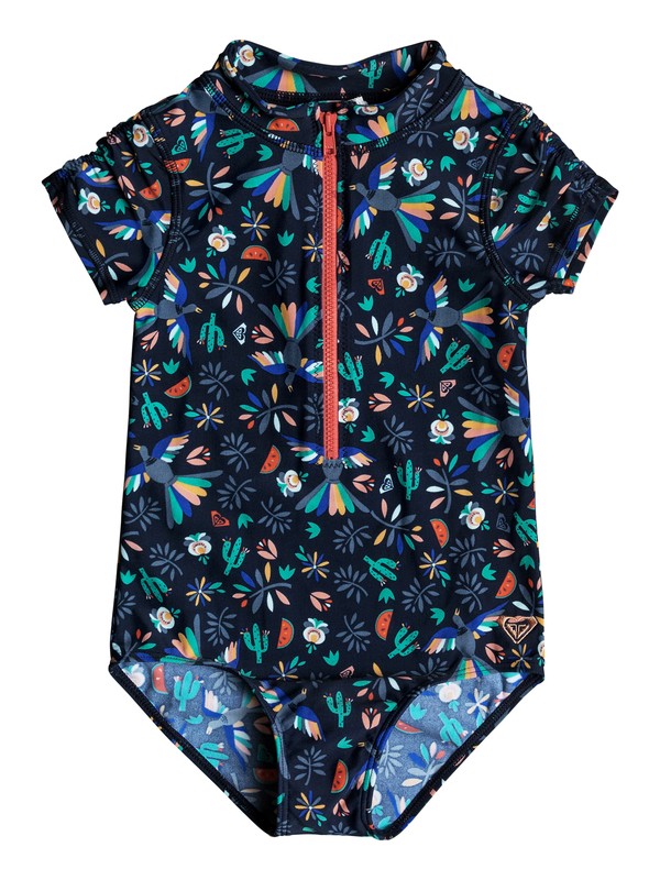 roxy, Girls 2-6 Roxy Birdy Short Sleeve One Piece Rashguard, DRESS BLUE BIRD IN THE SKY (btk6) 0 Girls 2-6 Roxy Birdy Short Sleeve One Piece Rashguard ERLWR03065 Roxy