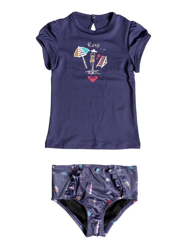 roxy, Girl's 2-6 Tropicool Sunshine Cap Sleeve UPF 50 Rashguard Set, DEEP COBALT ON THE BEACH (bre7) 0 Girl's 2-6 Tropicool Sunshine Cap Sleeve UPF 50 Rashguard Set Blue ERLWR03068 Roxy