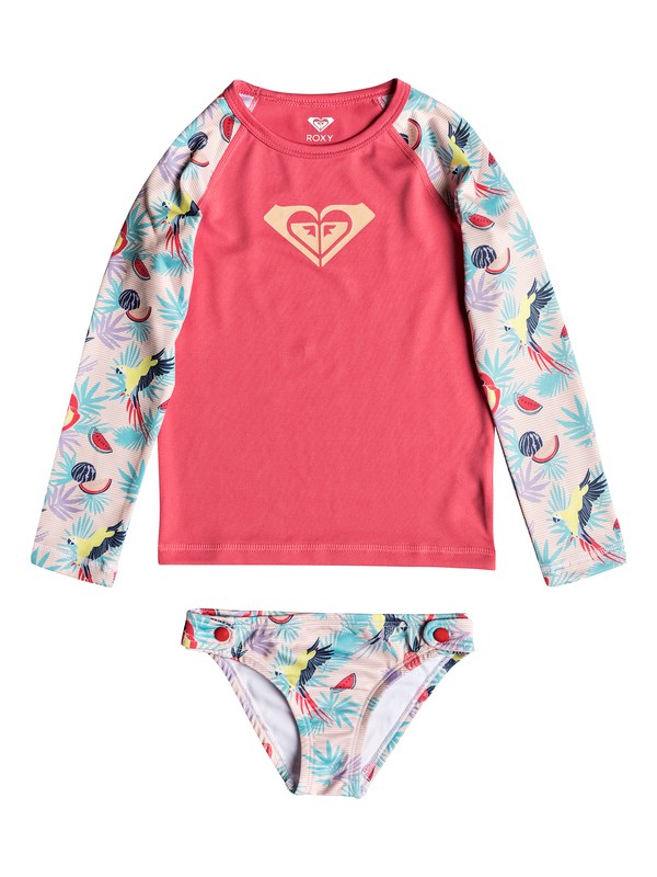 VINTAGE TROPICAL L/S SET ERLWR03069 0 Girls 2-6 Vintage Tropical Long Sleeve UPF 50 Rashguard Set ERLWR03069 Roxy