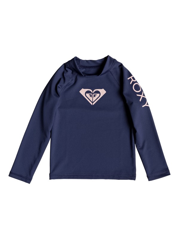 roxy, Girl's 2-6 Whole Hearted Long Sleeve UPF 50 Rash Guard, MEDIEVAL BLUE (bte0) 0 Girl's 2-6 Whole Hearted Long Sleeve UPF 50 Rash Guard Blue ERLWR03075 Roxy