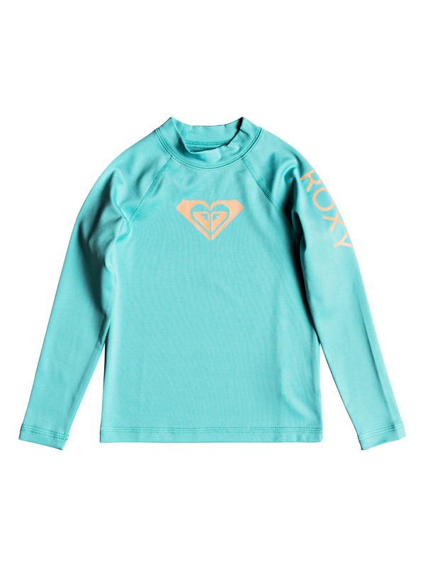 roxy, Girl's 2-6 Whole Hearted Long Sleeve UPF 50 Rash Guard, AQUARELLE (bzh0) 0 Girl's 2-6 Whole Hearted Long Sleeve UPF 50 Rash Guard Blue ERLWR03075 Roxy