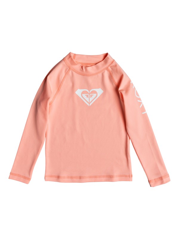roxy, Girl's 2-6 Whole Hearted Long Sleeve UPF 50 Rash Guard, SOUFFLE (mfg0) 0 Girl's 2-6 Whole Hearted Long Sleeve UPF 50 Rash Guard Pink ERLWR03075 Roxy