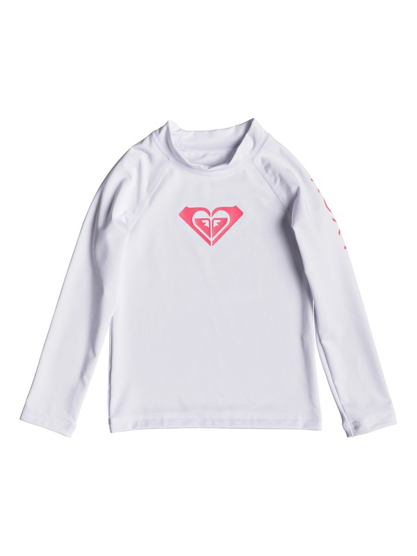 roxy, Girl's 2-6 Whole Hearted Long Sleeve UPF 50 Rash Guard, BRIGHT WHITE (wbb0) 0 Girl's 2-6 Whole Hearted Long Sleeve UPF 50 Rash Guard White ERLWR03075 Roxy