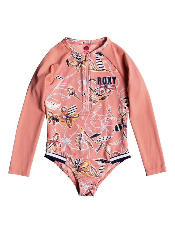 roxy, Girls 2-6 Let's Be ROXY Long Sleeve UPF 50 Zipped One-Piece Rashguard, CORAL ALMOND TRELLIS CLIMB SWI (mgl7) 0 Girls 2-6 Let's Be ROXY Long Sleeve UPF 50 Zipped One-Piece Rashguard Pink ERLWR03085 Roxy