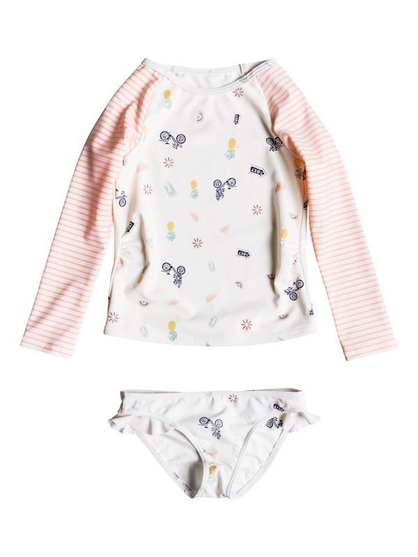 roxy, Girl's 2-6 Come On Board Long Sleeve UPF 50 Rash Guard Set, MARSHMALLOW BIKE RIDE (wbt6) 0 Girl's 2-6 Come On Board Long Sleeve UPF 50 Rash Guard Set White ERLWR03089 Roxy