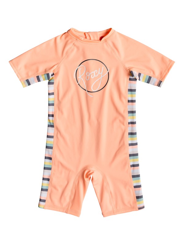 roxy, Girl's 2-6 Girl Lets Go Surfing Short Sleeve UPF 50 One-Piece Rashguard, SALMON CANDY STRIPES (mfg3) 0 Girl's 2-6 Girl Lets Go Surfing Short Sleeve UPF 50 One-Piece Rashguard Pink ERLWR03103 Roxy