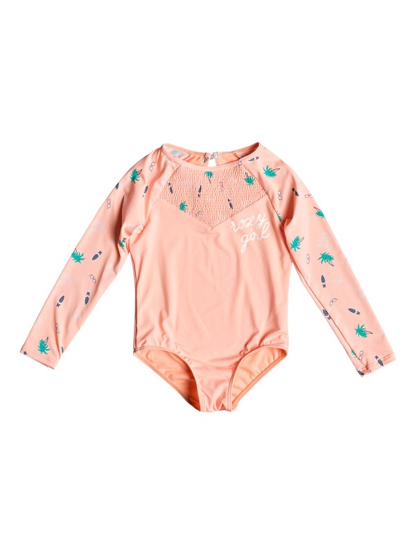 roxy, Girl's 2-6 Salty But Sweet Long Sleeve UPF 50 One-Piece Swimsuit, SOUFFLE SUMMER HOBBIES SWIM (xmws) 0 Girl's 2-6 Salty But Sweet Long Sleeve UPF 50 One-Piece Swimsuit Pink ERLWR03107 Roxy