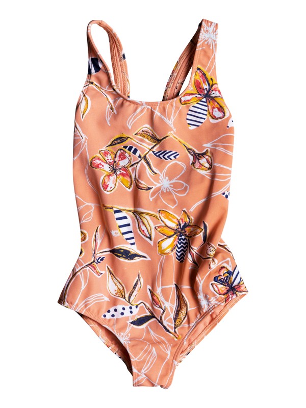roxy, Girls 2-6 Let's Be ROXY One-Piece Swimsuit, CORAL ALMOND TRELLIS CLIMB SWI (mgl7) 0 Girls 2-6 Let's Be ROXY One-Piece Swimsuit Pink ERLX103028 Roxy