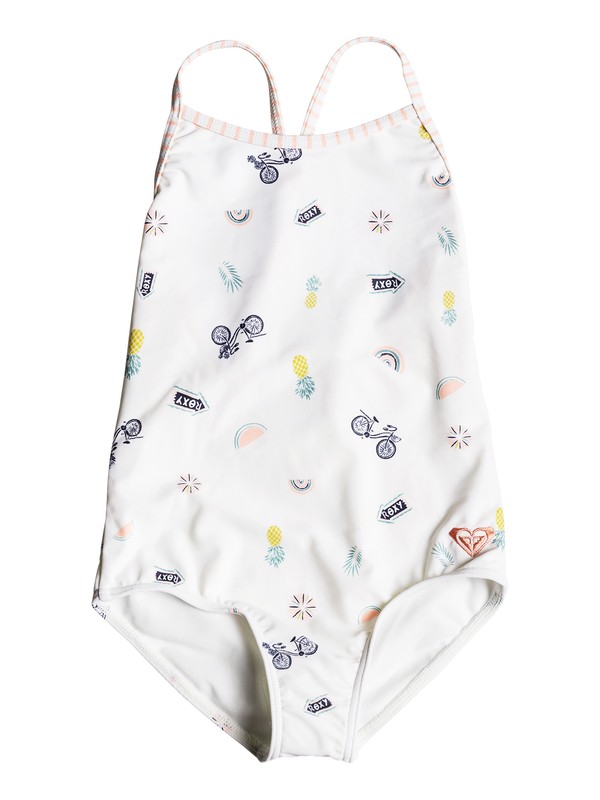 roxy, Girls 2-6 Come On Board One-Piece Swimsuit, MARSHMALLOW BIKE RIDE (wbt6) 0 Girls 2-6 Come On Board One-Piece Swimsuit White ERLX103030 Roxy