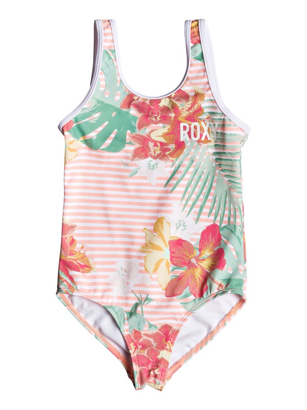 roxy, Girl's 2-6 Lush Florals One-Piece Swimsuit, SOUFFLE ULUWATU STRIPE SWIM (mfg7) 0 Girl's 2-6 Lush Florals One-Piece Swimsuit Pink ERLX103031 Roxy