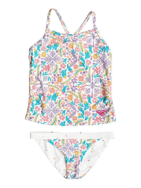 roxy, Girl's 2-6 Caravane Beauty Tankini Set, MARSHMALLOW FLOWER POWER (wbt6) 0 Girl's 2-6 Caravane Beauty Tankini Set White ERLX203032 Roxy