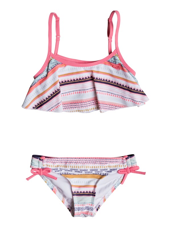 roxy, Girls 2-6 Little Indi Flutter Bikini Set, BRIGHT WHITE LIVIN DREAM STRIP (wbb3) 0 Girls 2-6 Little Indi Flutter Bikini Set ERLX203043 Roxy