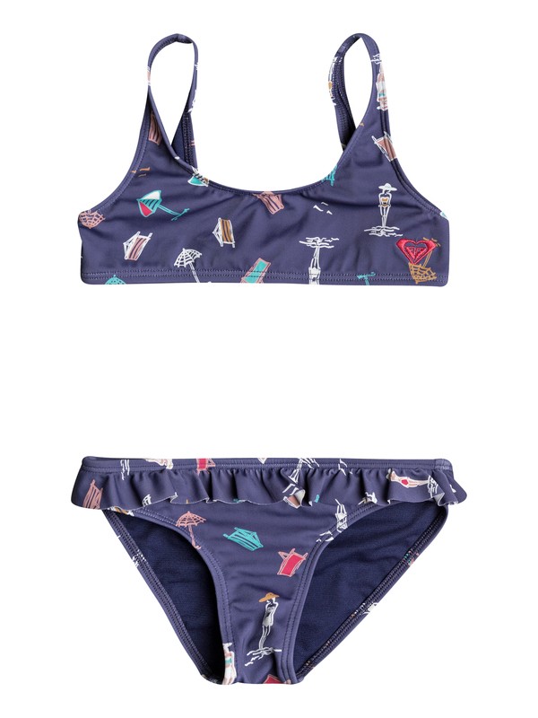 roxy, Girls 2-6 Tropicool Sunshine Athletic Bikini Set, DEEP COBALT ON THE BEACH (bre7) 0 Girls 2-6 Tropicool Sunshine Athletic Bikini Set Blue ERLX203046 Roxy