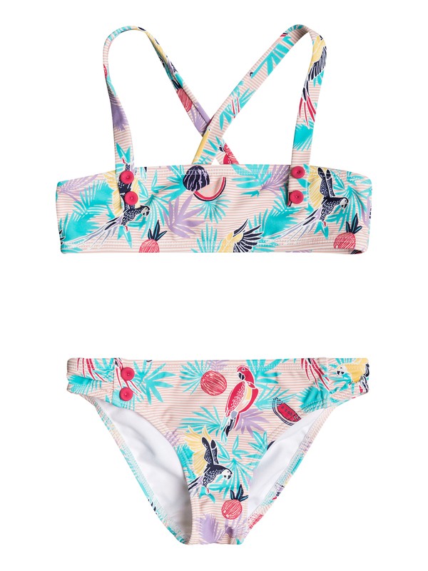 Vintage Tropical - Bandeau Bikini Set for Girls 2-7 ERLX203048 0 Girls 2-6 Vintage Tropical Bandeau Bikini Set ERLX203048 Roxy