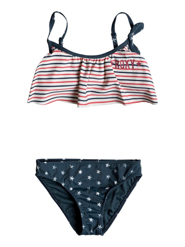 roxy, Girls 2-6 Surfing USA Flutter Bikini Set, btk9 (btk9) 0 Girls 2-6 Surfing USA Flutter Bikini Set Blue ERLX203055 Roxy