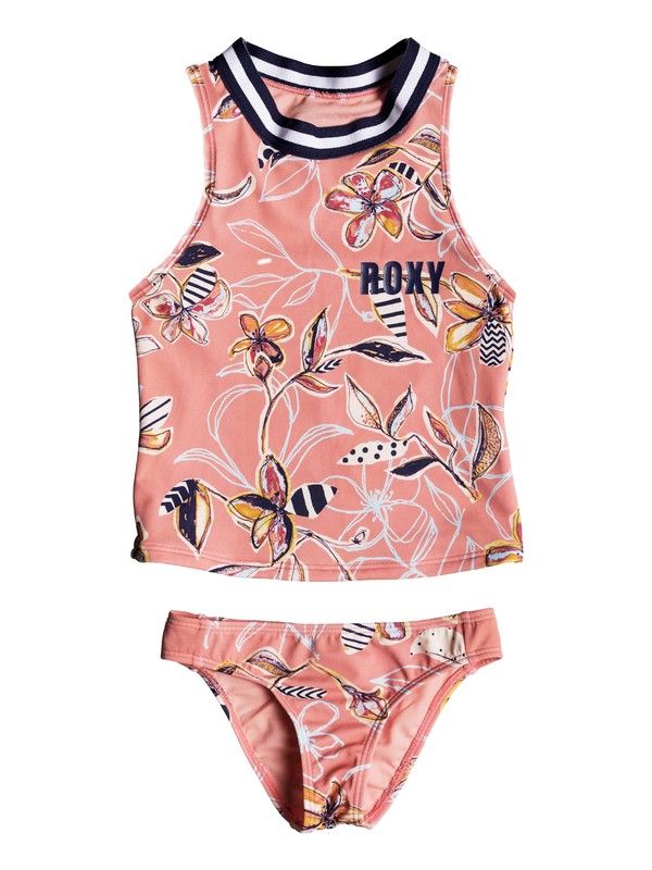 roxy, Girls 2-6 Let's Be ROXY Tankini Set, CORAL ALMOND TRELLIS CLIMB SWI (mgl7) 0 Girls 2-6 Let's Be ROXY Tankini Set Pink ERLX203057 Roxy