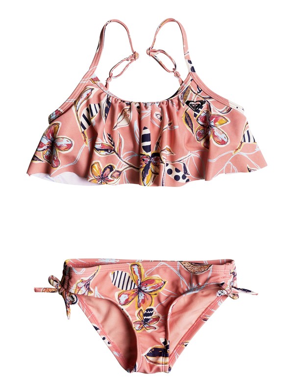 roxy, Girls 2-6 Let's Be ROXY Flutter Bikini Set, CORAL ALMOND TRELLIS CLIMB SWI (mgl7) 0 Girls 2-6 Let's Be ROXY Flutter Bikini Set Pink ERLX203058 Roxy