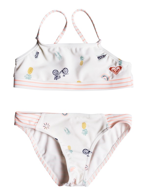 roxy, Girls 2-6 Come On Board Crop Top Bikini Set, MARSHMALLOW BIKE RIDE (wbt6) 0 Girls 2-6 Come On Board Crop Top Bikini Set White ERLX203063 Roxy