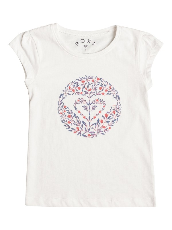 roxy, Girls 2-6 Rain Or Shine Nice One Heart Tee, MARSHMELLOW (wbt0) 0 Girls 2-6 Rain Or Shine Nice One Heart Tee ERLZT03091 Roxy