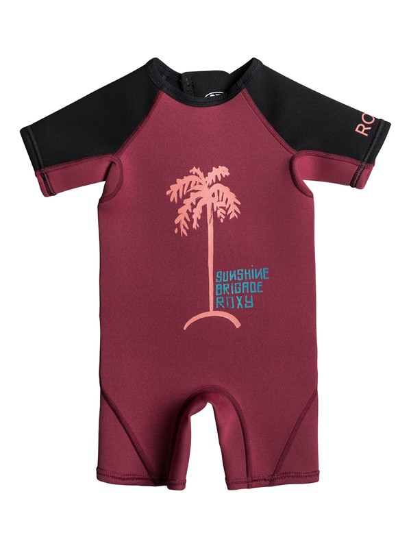 roxy, Girls 2-6 1.5mm Syncro Short Sleeve Back Zip Springsuit, SANGRIA (rze0) 0 Girls 2-6 1.5mm Syncro Short Sleeve Back Zip Springsuit Red EROW503001 Roxy