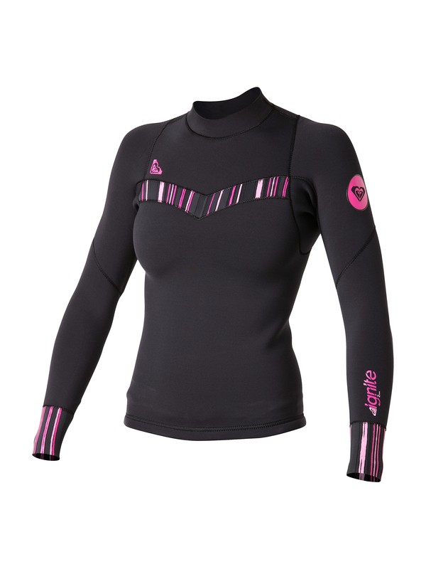 roxy, Ignite 2mm Long Sleeve Jacket, BLACK W/ PINK (bkp) 0 Ignite 2mm Long Sleeve Jacket IH149WG Roxy