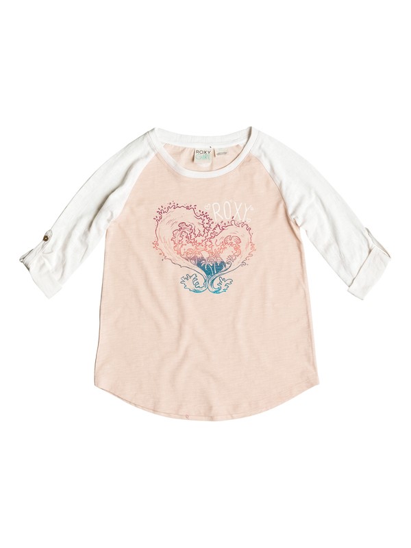 roxy, WAVED HEART TEE, PALE PEACH HEATHER (ndfh) 0 WAVED HEART TEE PGRS61356 Roxy