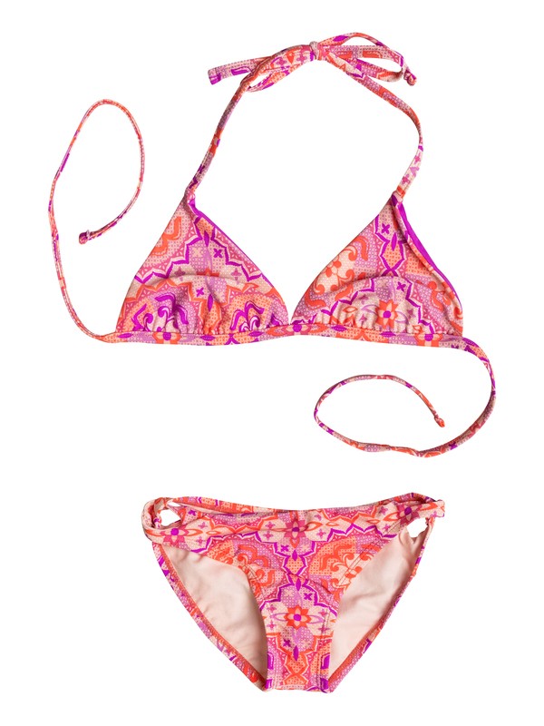 MILES AWAY TIE BACK SET PGRS68567 0 Girl's 7-14 Miles Away Tie Back Bikini Set PGRS68567 Roxy