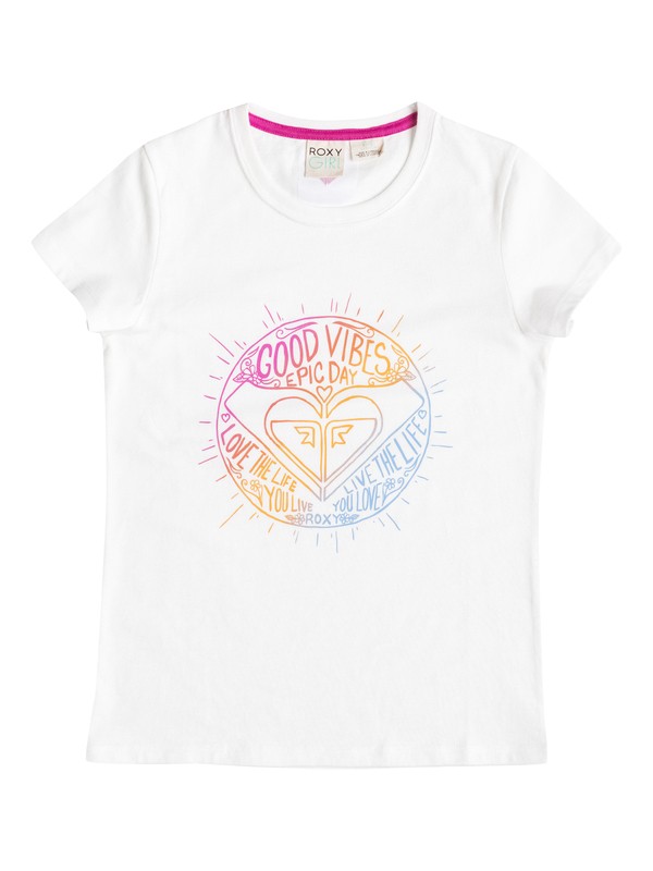 roxy, Girl's 7-14 Good Vibes Tee, Bright White (wbb0) 0 Girl's 7-14 Good Vibes Tee RRF51027 Roxy