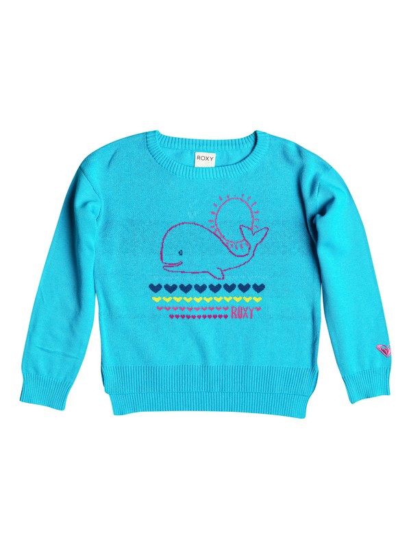 roxy, Baby Heart Whale Pullover Sweater, Caribbean Sea-h (bnzh) 0 Baby Heart Whale Pullover Sweater RRF56021 Roxy
