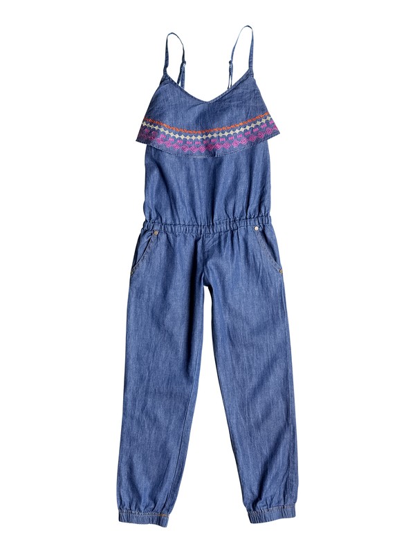 roxy, Girl's 7-14 La Isla Woven Romper, Slylight - Solid (bdj0) 0 Girl's 7-14 La Isla Woven Romper RRF58077 Roxy