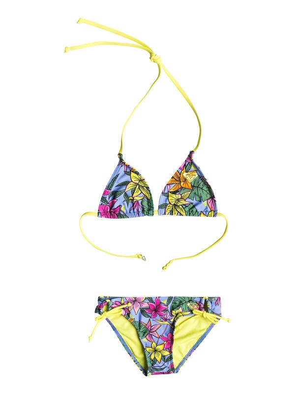 roxy, Girl's 7-14 Hot Tropics Tiki Triangle Bikini Set, Blue Bonnet - Solid (bjv0) 0 Girl's 7-14 Hot Tropics Tiki Triangle Bikini Set RRF58657 Roxy