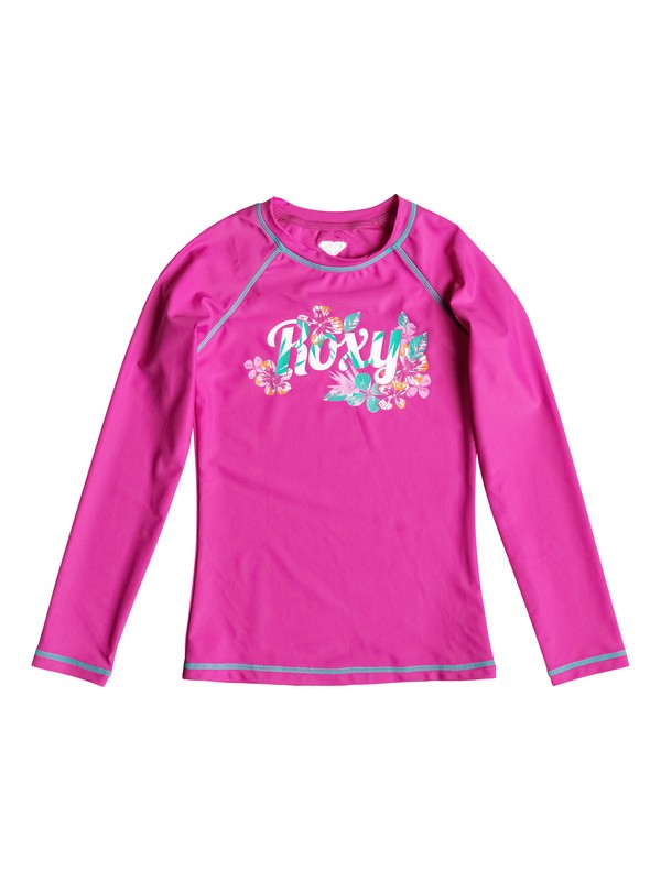 roxy, Baby Fall Tropics Floral Long Sleeve Rashguard, Rose Violet - Solid (mlk0) 0 Baby Fall Tropics Floral Long Sleeve Rashguard RRF58691 Roxy