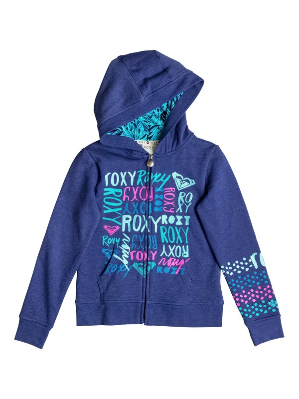roxy, Girl's 2-6 TIME COAST Zip Hoodie, Blue Print - Solid (bsq0) 0 Girl's 2-6 TIME COAST Zip Hoodie RRF62056 Roxy