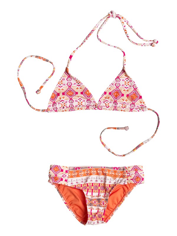 roxy, Girl's 7-14 Moroccan Mirage Triangle Set, PERSIMMON (nle0) 0 Girl's 7-14 Moroccan Mirage Triangle Set RRF68607 Roxy