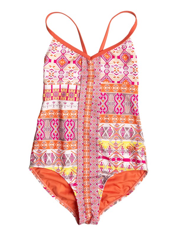 roxy, Girl's 7-14 Moroccan Mirage One Piece Swimsuit, Vermillon Orange (nle0) 0 Girl's 7-14 Moroccan Mirage One Piece Swimsuit RRF68617 Roxy