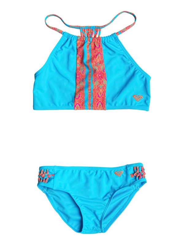 roxy, Girl's 7-14 Moroccan Stripes Tankini Set, Cyan Blue (bkv0) 0 Girl's 7-14 Moroccan Stripes Tankini Set RRF68637 Roxy