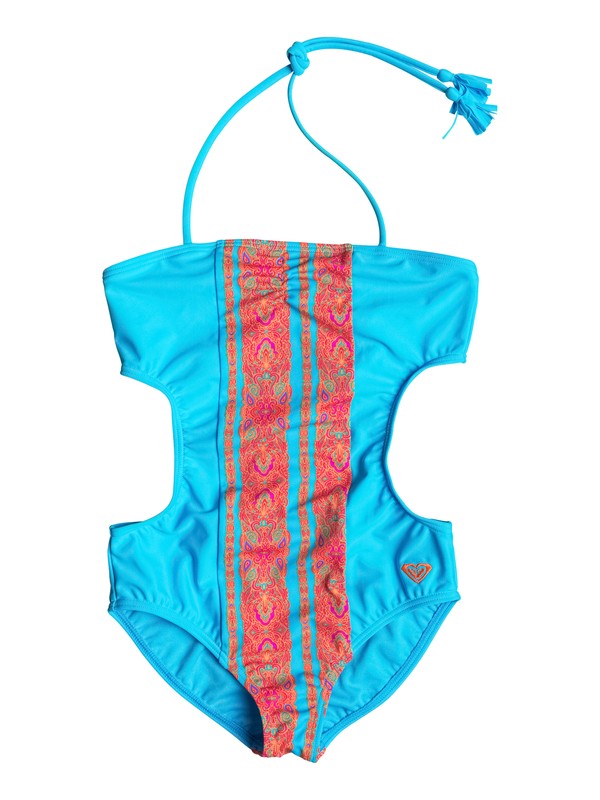 roxy, Girl's 2-6 LIT Moroccan Stripes One Piece Swimsuit, Cyan Blue (bkv0) 0 Girl's 2-6 LIT Moroccan Stripes One Piece Swimsuit RRF68666 Roxy