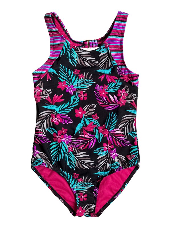 roxy, Girl's 7-14 Pop Trop One Piece Swimsuit, TRUE BLACK (kvj0) 0 Girl's 7-14 Pop Trop One Piece Swimsuit RRF68707 Roxy