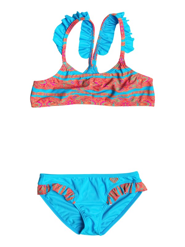 roxy, Girl's 7-14 Moroccan Stripes Flutter Set, Cyan Blue (bkv0) 0 Girl's 7-14 Moroccan Stripes Flutter Set RRF68927 Roxy