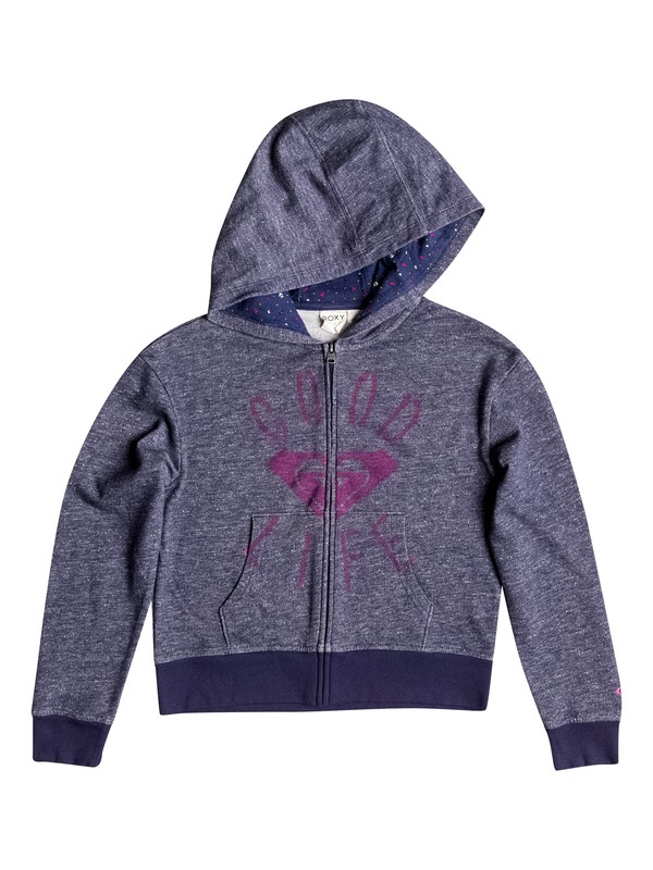 roxy, Girls 7-14 Big Good Life Zip-Up Hoodie, Eclipse - Heather (btch) 0 Girls 7-14 Big Good Life Zip-Up Hoodie RRH52117 Roxy