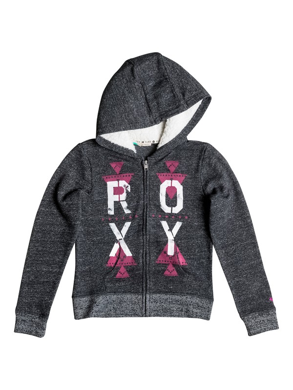 roxy, Girls 7-14 Big Brisk Daze Zip-Up Hoodie, Anthracite-h (kvjh) 0 Girls 7-14 Big Brisk Daze Zip-Up Hoodie RRH52217 Roxy