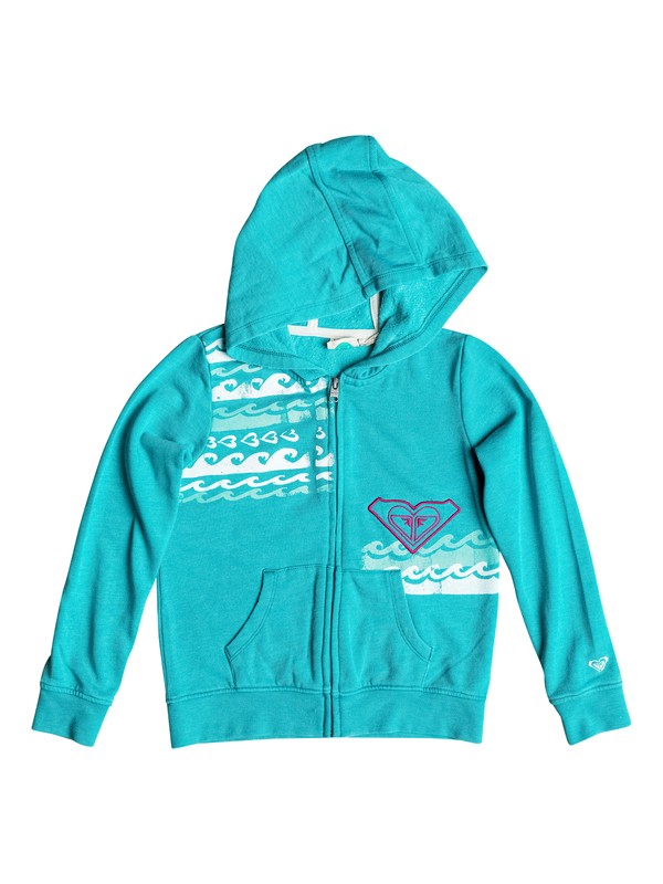 roxy, Girls 2-6 Love The Waves Zip-Up Hoodie, Lake Blue - Heather (bnwh) 0 Girls 2-6 Love The Waves Zip-Up Hoodie RRH52236 Roxy