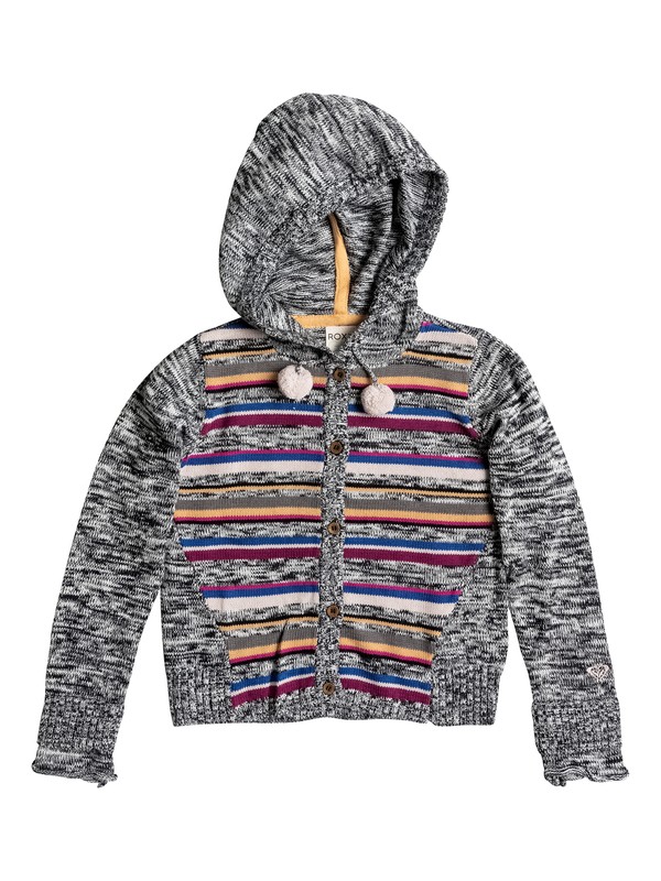 roxy, Girls 2-6 Pom Pom Knitted Hoodie, Anthracite-3 (kvj3) 0 Girls 2-6 Pom Pom Knitted Hoodie RRH56046 Roxy