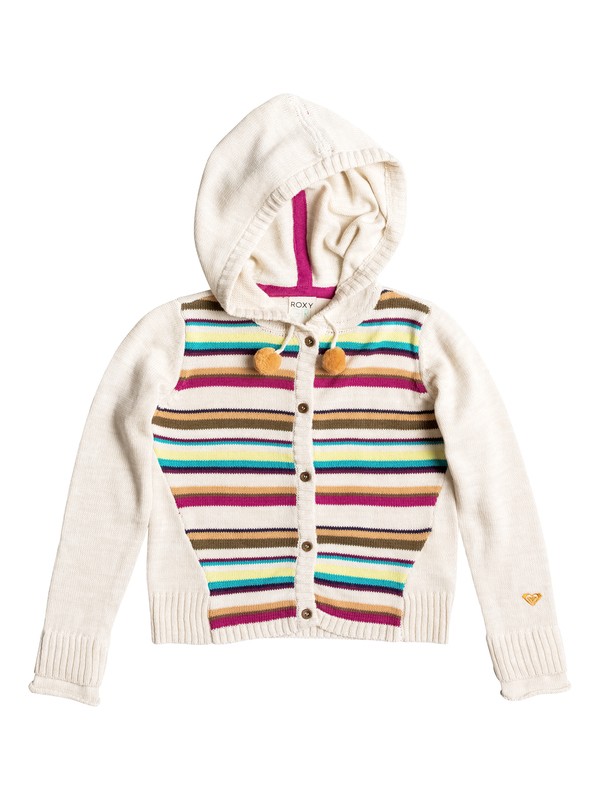 roxy, Girls 7-14 Big Pom Pom Knitted Hoodie, Bleached Sand-3 (ter3) 0 Girls 7-14 Big Pom Pom Knitted Hoodie RRH56047 Roxy