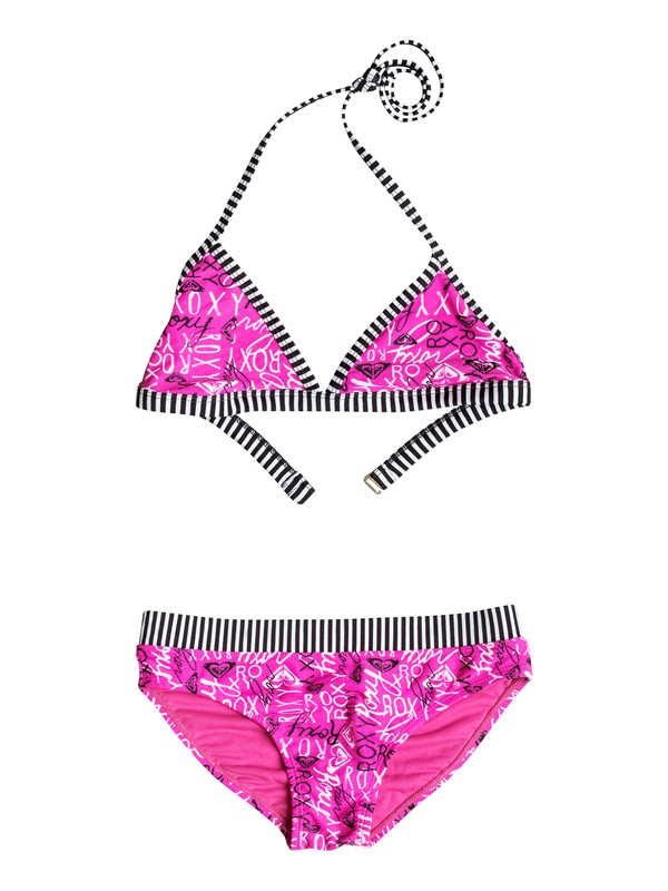 roxy, Girls 7-14 Big Logo Pop Bikini, Rosebud - Pattern_1 (mkr6) 0 Girls 7-14 Big Logo Pop Bikini RRH58547 Roxy