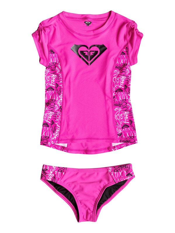roxy, Girls 2-6 Logo Pop Rashguard Set, Rosebud - Pattern_1 (mkr6) 0 Girls 2-6 Logo Pop Rashguard Set RRH58566 Roxy