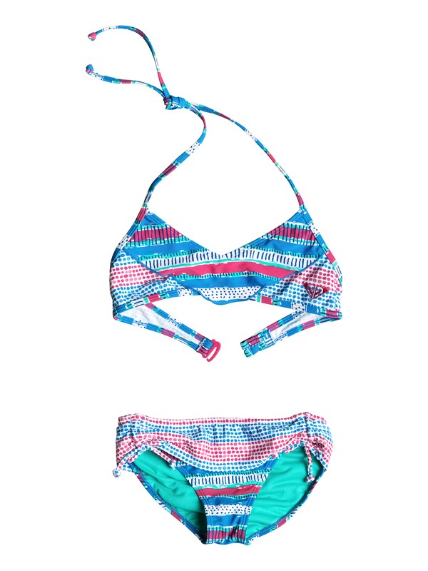 roxy, Girl's 7-14 All Mixed Up Flutter Bikini Set, Bluebell - Pattern_1 (blv6) 0 Girl's 7-14 All Mixed Up Flutter Bikini Set RRM58517 Roxy