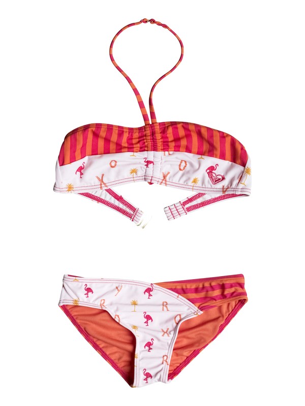 roxy, Girl's 7-14 Flamingo Beach Bandeau Bikini Set, Bright White-3 (wbb3) 0 Girl's 7-14 Flamingo Beach Bandeau Bikini Set RRM58607 Roxy